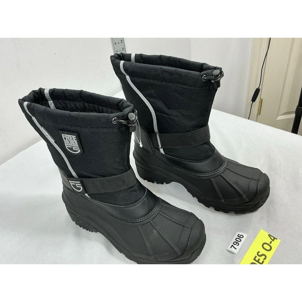 Mens New Free Soldier Waterproof Insulated Snow Boots Size 8 Black